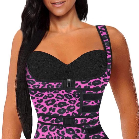 New Pink Black Animal Print Waist Trainer Size Medium - Picture 5 of 14